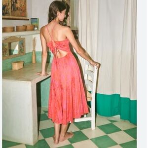 Corey Lynn Calter CHRISLEY DRESS-SHELL Flamingo Open Tie Back Medium New $298